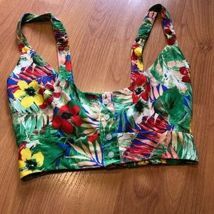 Tropical button up crop top